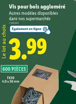 Lidl Vis pour bois aggloméré offre