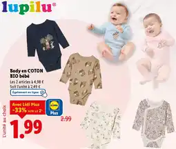 Lidl Body en COTON BIO bébé offre