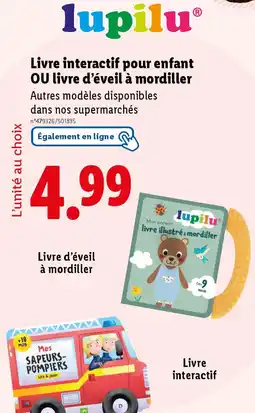 Lidl Livre interactif pour enfant OU livre d'éveil à mordiller offre