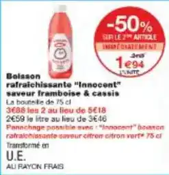 Monoprix Innocent - bolsson rafraîchissante saveur framboise & cassis offre