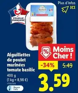 Lidl L'étal du volailler - aiguillettes de poulet marinaes tomate basilic offre