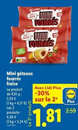 Lidl Sondey - mini gâteaux fourrés fraise offre