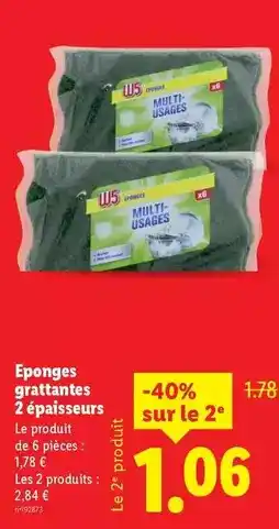 Lidl W5 - eponges grattantes 2 épaisseurs offre