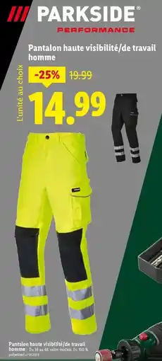 Lidl Parkside performance - pantalon haute visibilité/de travail homme offre