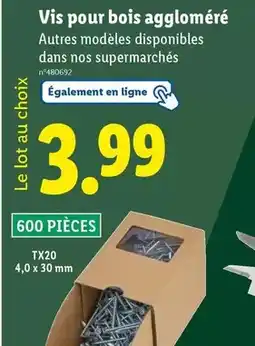 Lidl Parkside - vis pour bois aggloméré offre