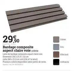 Espace emeraude Bardage composite aspect claire voie crème offre