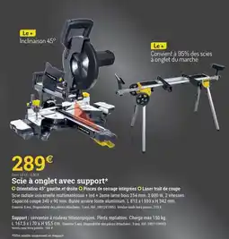 Espace emeraude Scie à onglet avec support offre