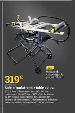 Espace emeraude Scie circulaire sur table offre