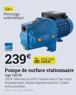 Espace emeraude Pompe de surface stationnaire offre