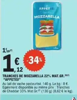 E.Leclerc Express APPETISI Tranches de mozzarella 22% mat.gr offre