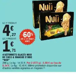 E.Leclerc Express NUII 4 bâtonnets glacés noix de coco & mangue d'inde offre