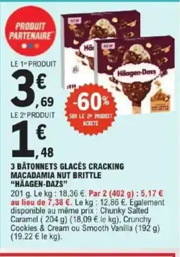 E.Leclerc Express HÄAGEN-DAZS 3 batonnets glacés cracking macadamia nut brittle offre