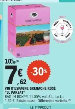 E.Leclerc Express JL PARSAT Vin d'espagne grenache rosé offre