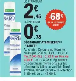 E.Leclerc Express NARTA Déodorant atomiseur offre