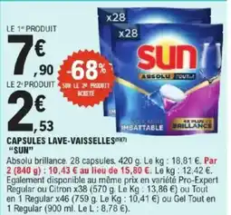 E.Leclerc Express SUN Capsules lave-vaisselles offre