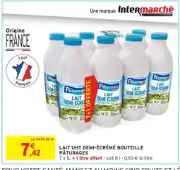 Intermarché Hyper PÂTURAGES Lait uht demi-écrémé bouteille offre