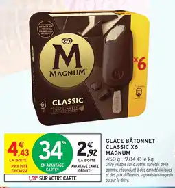 Intermarché Hyper MAGNUM Glace bâtonnet classic x6 offre