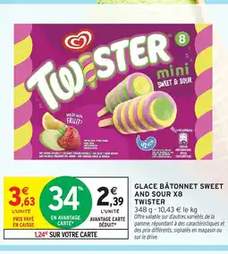 Intermarché Hyper TWISTER Glace bâtonnet sweet and sour x8 offre