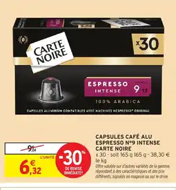 Intermarché Hyper CARTE NOIRE Capsules café alu espresso nº9 intense offre