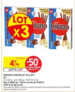 Intermarché Hyper LU Mikado chocolat au lait offre