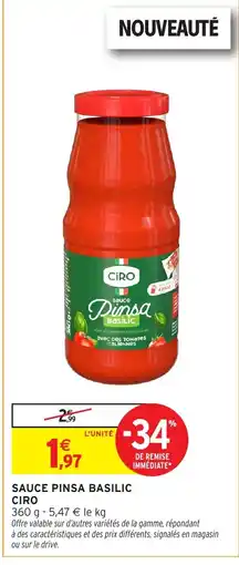 Intermarché Hyper CIRO Sauce pinsa basilic offre