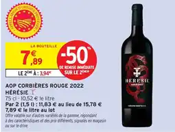 Intermarché Hyper HÉRÉSIE Aop corbières rouge 2022 offre