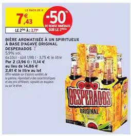 Intermarché Hyper DESPERADOS Bière aromatisée à un spiritueux à base d'agave original offre