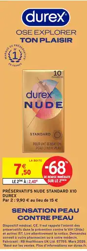 Intermarché Hyper DUREX Préservatifs nude standard x10 offre
