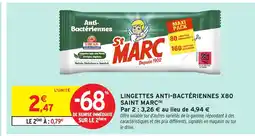 Intermarché Hyper SAINT MARC Lingettes anti-bactériennes x80 offre