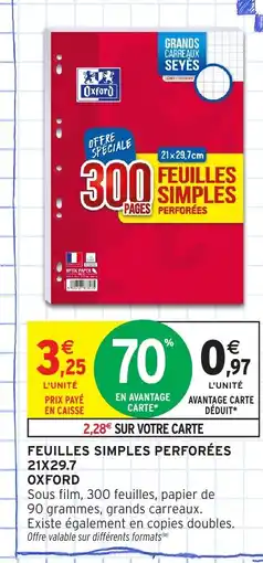 Intermarché Hyper Feuilles simples perforées offre