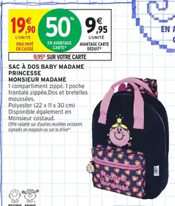 Intermarché Hyper Sac à dos baby madame princesse monsieur madame offre