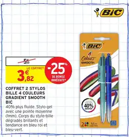 Intermarché Hyper BIC Coffret 2 stylos bille 4 couleurs gradient smooth offre