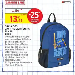 Intermarché Hyper Sac à dos jay the lightening ninja lego offre