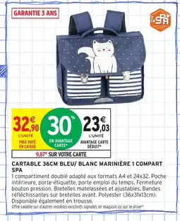 Intermarché Hyper Cartable bleu/ blanc marinière 1 compart spa offre