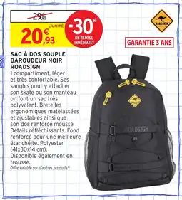 Intermarché Hyper Sac à dos souple baroudeur noir roadsign offre