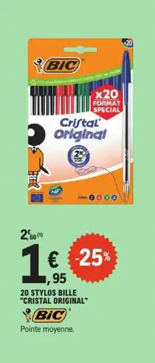 E.Leclerc BIC 20 stylos bille cristal original offre