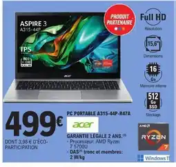 E.Leclerc ACER PC PORTABLE A315-44P-R47A offre