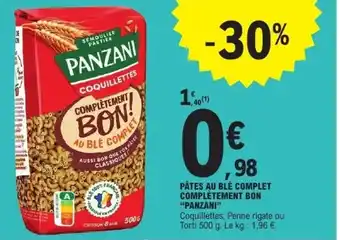 E.Leclerc PANZANI Pâtes au blé complet complètement bon offre