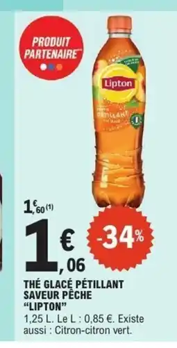 E.Leclerc LIPTON Thé glacé pétillant saveur pêche offre