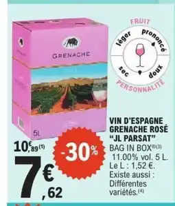 E.Leclerc JL PARSAT Vin d'espagne grenache rosé offre
