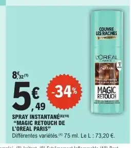 E.Leclerc MAGIC RETOUCH DE L'OREAL PARIS Spray instantané offre