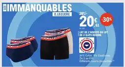 E.Leclerc Lot de 2 boxers ou lot de 2 slips homme offre