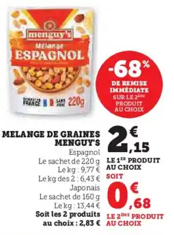 Hyper U MENGUY'S Melange de graines offre