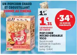 Hyper U VICO Pop corn micro-ondable offre