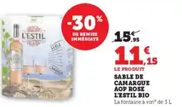 Hyper U L'ESTIL BIO Sable de camargue aop rose offre
