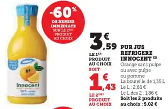 Hyper U INNOCENT Pur jus refrigere offre