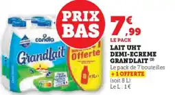 Hyper U GRANDLAIT Lait uht demi-ecreme offre