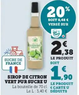 Hyper U U Sirop de citron vert pur sucre offre