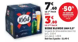 Hyper U 1664 Biere blonde 5,5° offre