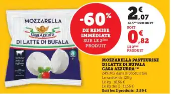 Hyper U CASA AZZURRA Mozzarella pasteurise di latte di bufala offre